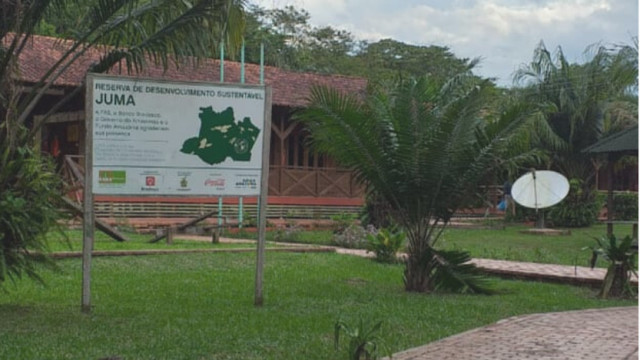 Base do Núcleo de Desenvolvimento Sustentável na RDS do Juma, local onde a Fundação realiza atividades de formação e engajamento das comunidades